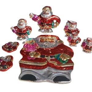 Style-Eyes by Baum Bros. Mini- 10 Piece Tea Set Metallic Santa Claus (New)